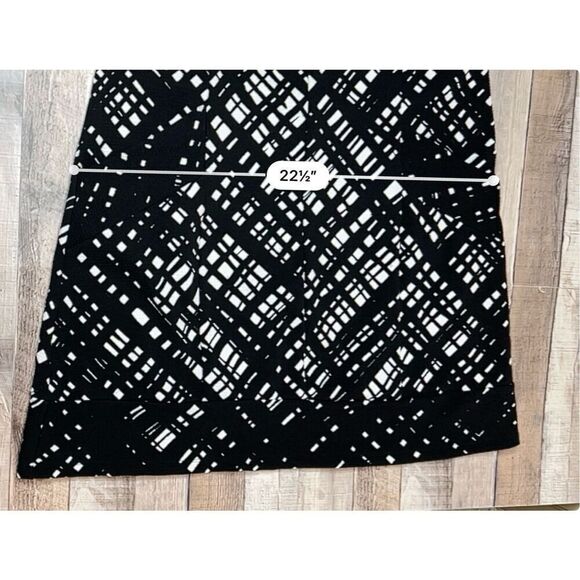 Chris McLaughlin Black White Geometrical Keyhole Shift Dress Sz 12 Pockets Moder - Picture 10 of 14